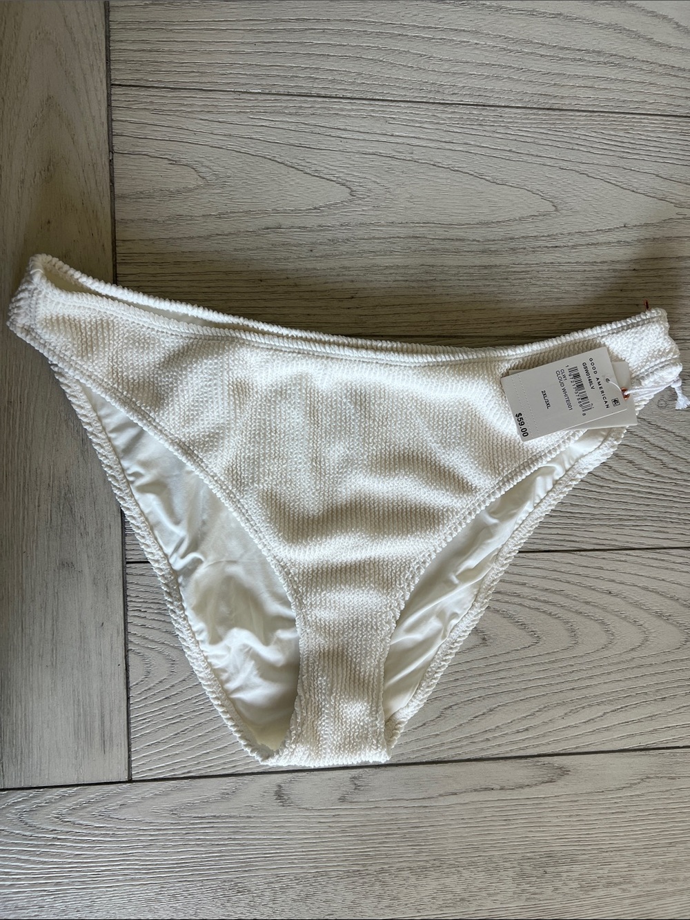 Good American Cream Textured Bikini Bottom, 2XL-3XL! NWT